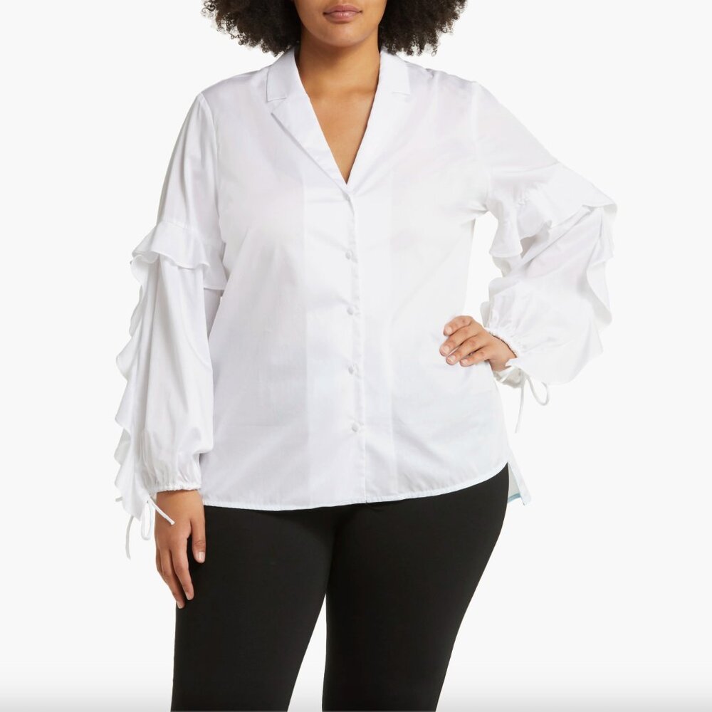 NWT - Harshman Vivona Ruffle Sleeve Tunic Shirt